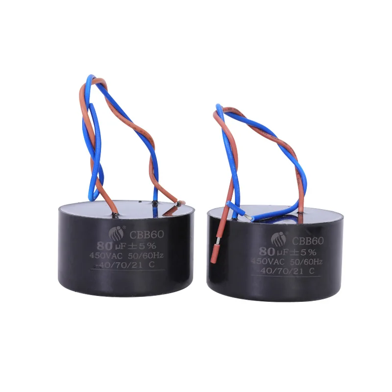 CBB60 Capacitor 450V 80UF Well Capacitor Submersible Pump Immersed Round Cake Type Capacitor Waterproof and Oil Proof