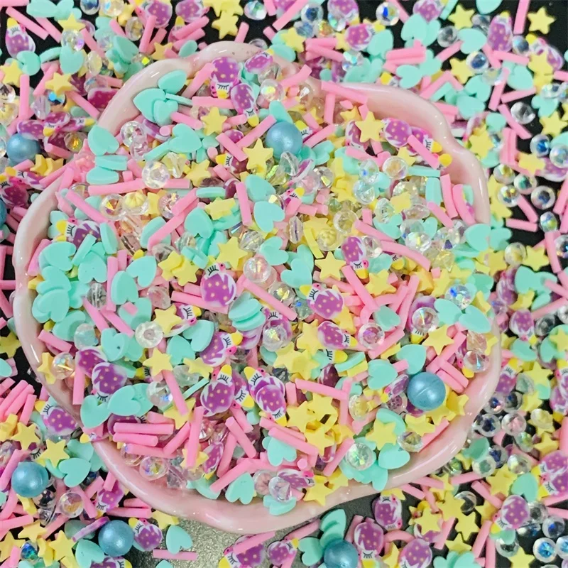 100g/bag Cartoon Purple Unicorn Slices With Star Polymer Clay Sprinkles for Photo Frame Phone Case Scrapbook DIY Decorations