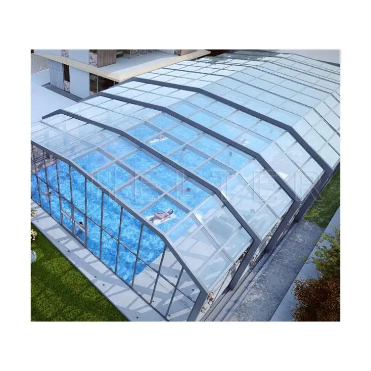13ft Swimming Pool Cover Glass Telescopic Pool Enclosures