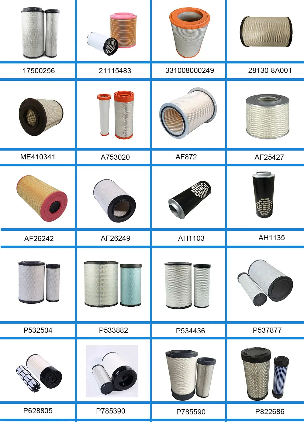 High Performance Heavy Truck Engine Air Filter 28130-8a001 Kw2837 A-5803m Me294850 Af25602