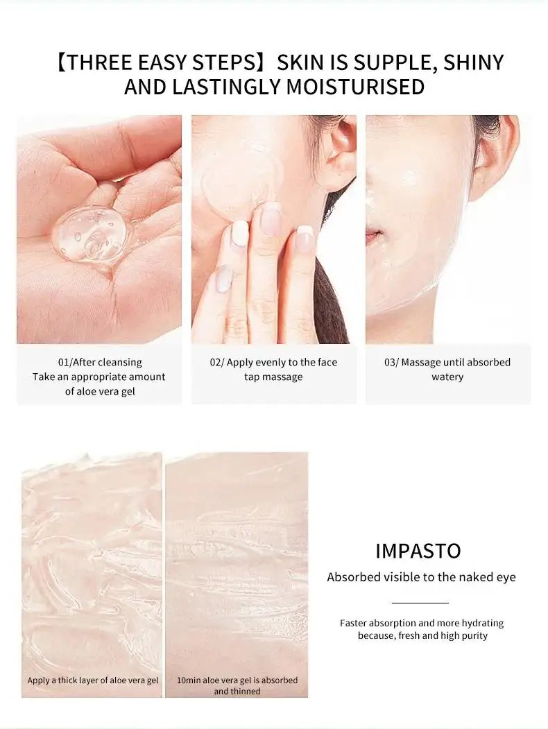 Private Label Oem Organic 100 Pure Aloe Vera Gel Face Skin Moisturizer Soothing Lightening Cream Gel De Aloe Vera Gel for face