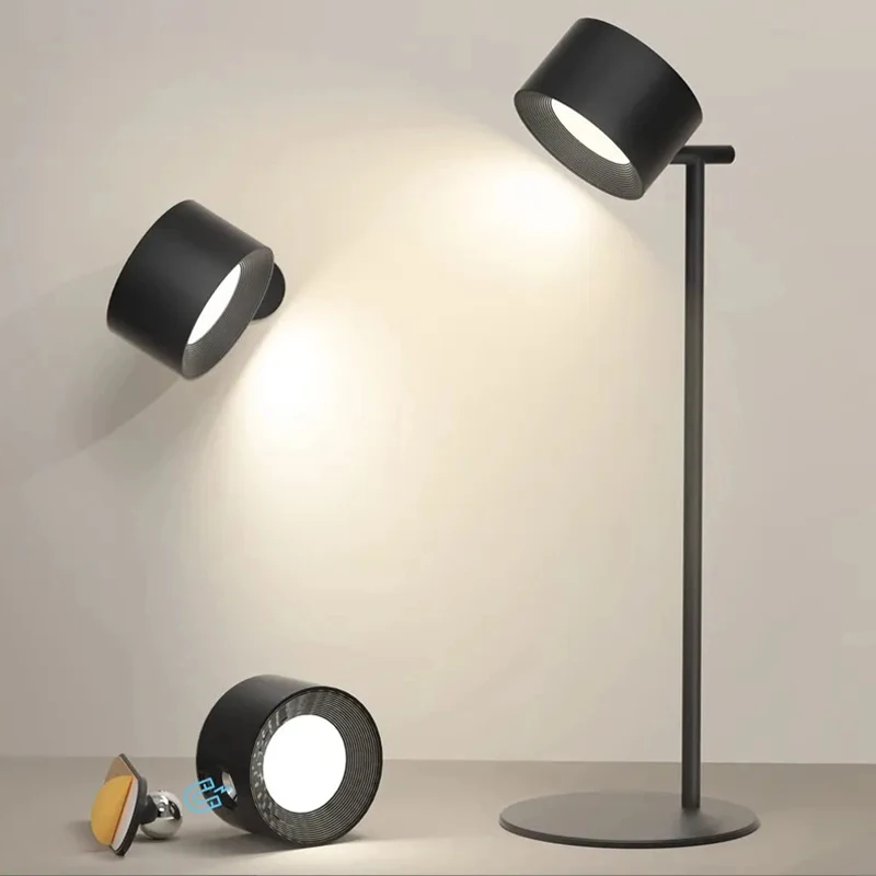 Magnetic Touchable Remote Control LED USB Rechargeable Table Lamp 360 Rotate Cordless Desk Lights Home Bedroom Wall Night Lamp