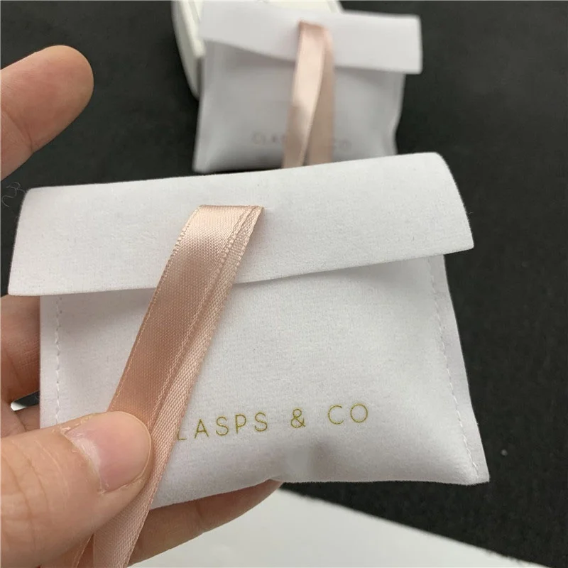 Custom Logo Envelope Luxury Jewelry Pouch Handicraft Dust Drawstring Suede Velvet Bags For Gift
