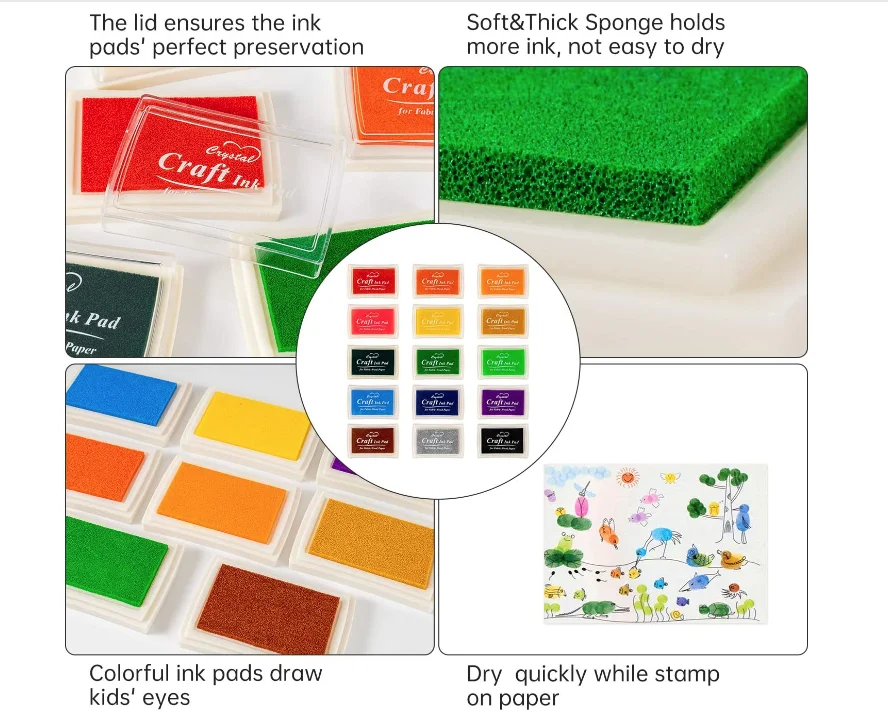Craft ink pad washable stamp pad finger ink for rubber stamps kids DIY paper wood fabric scrapbooking stamping paint gift