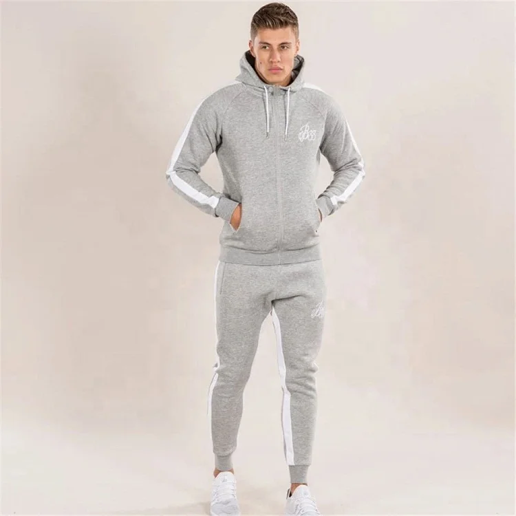 Custom Logo Factory Wholesale OEM Tracksuit Fleece Jogging Set Gym Sports Zipper Up Hoodie Jogger Sweat suits for Men