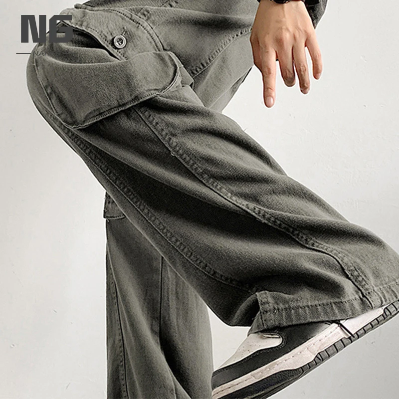 Manufacturer Custom Hip Hop High Street Mens Cargo Pants Multi Pockets Loose Mens Trousers