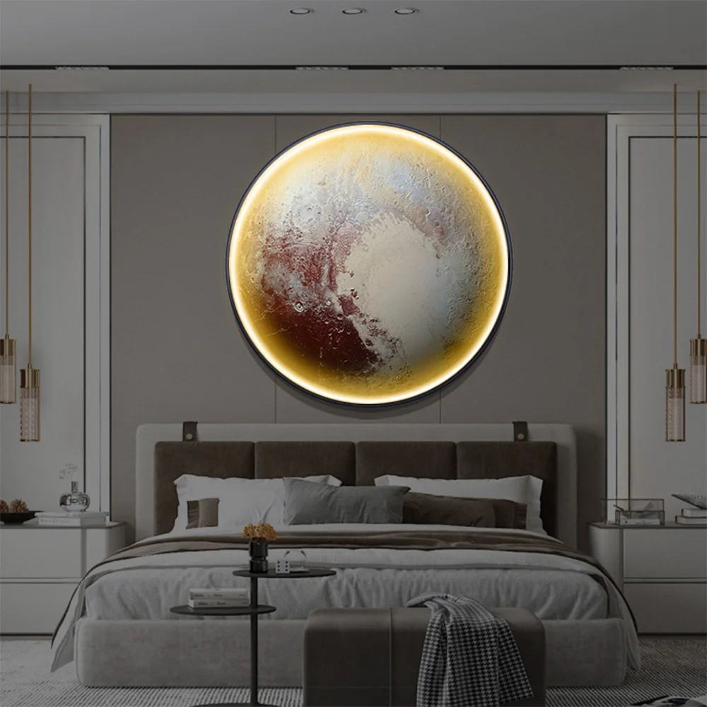 80cm Modern Nordic Style LED Moon Lamp Decorative Wall Light with 12 Crystal Mode for Living Room Bedroom Corridor Art