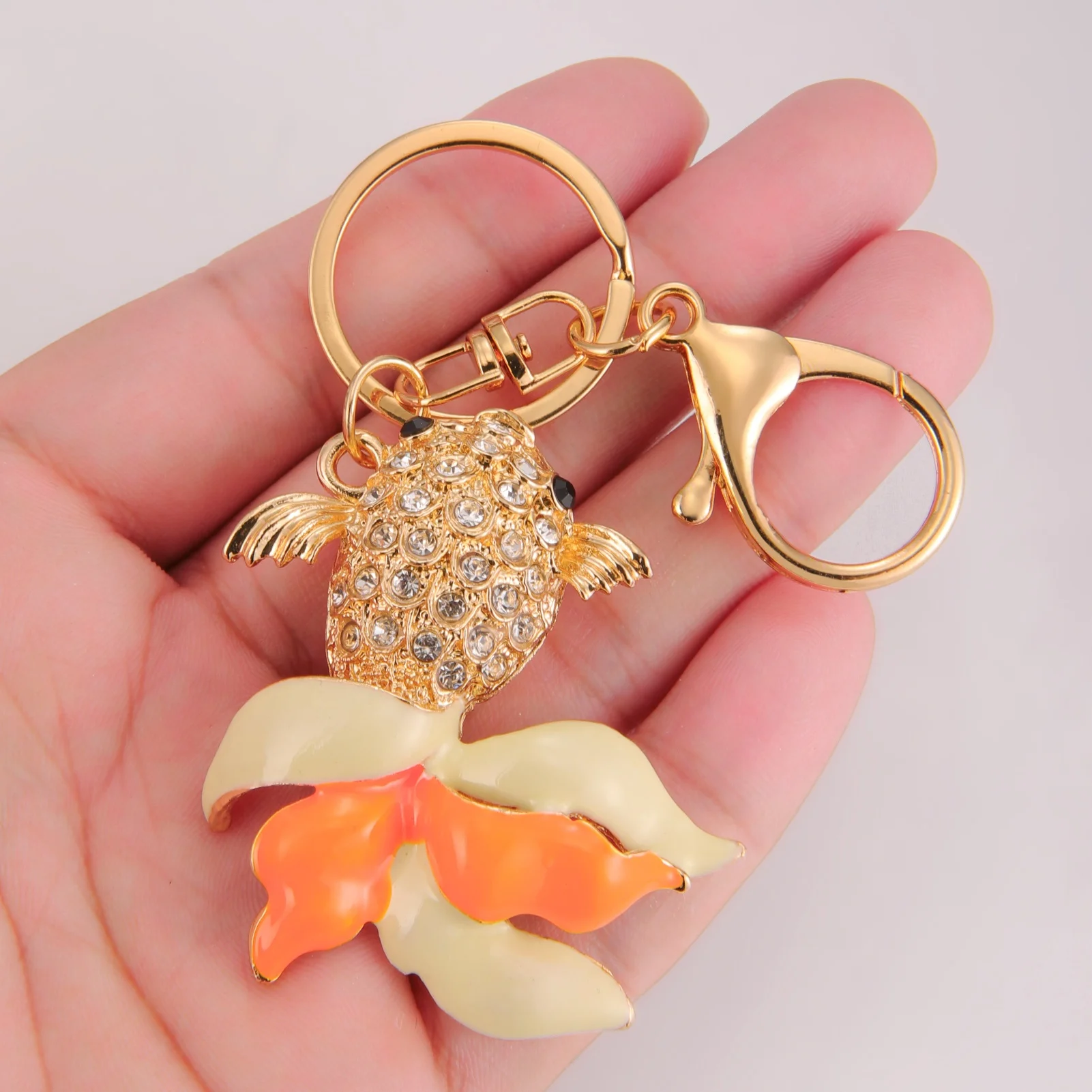 Zircon Goldfish Keychain Fashion Cute Animal Key Chain Daily Accessories Alloy Jewelry Gift