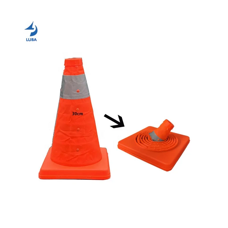 30cm Wholesale Custom Flexible Reflective Road Folding Collapsible Traffic Safety Cones For Sale