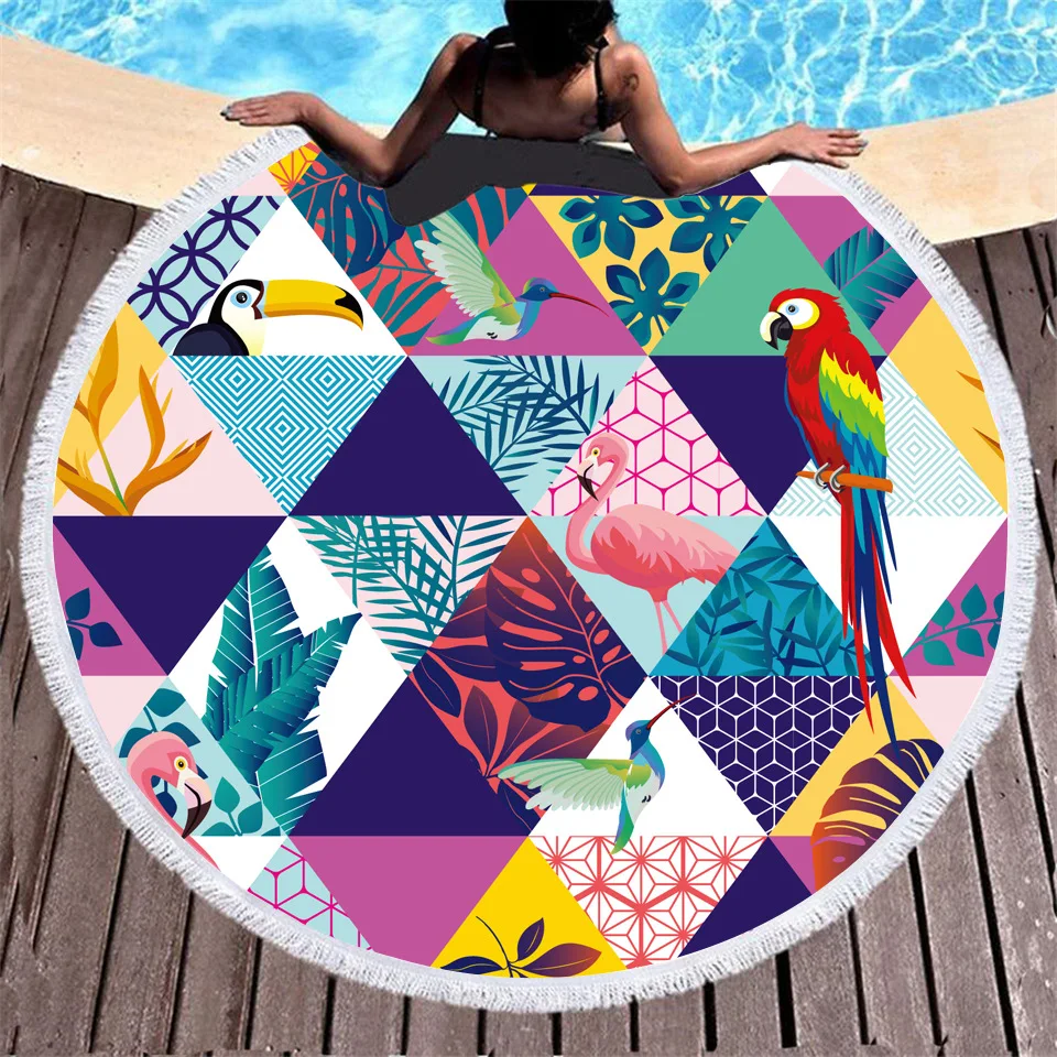 Printed Logo Customized design thick large round beach towel