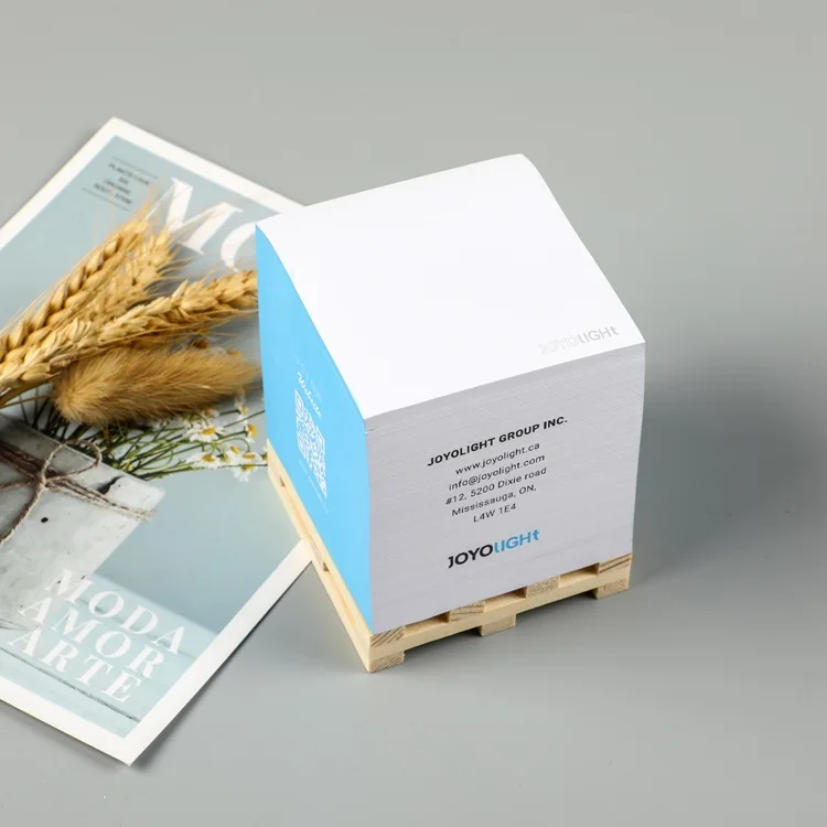 Custom Logo sticky note memo pad Paper Cube Promotional Block with wooden pallet