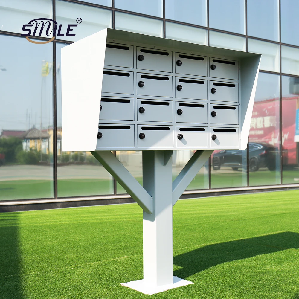 SMILE Custom Made Free Standing Stainless Steel Apartment Building American postbox Parcel Delivery Box USA outdoor Mailbox