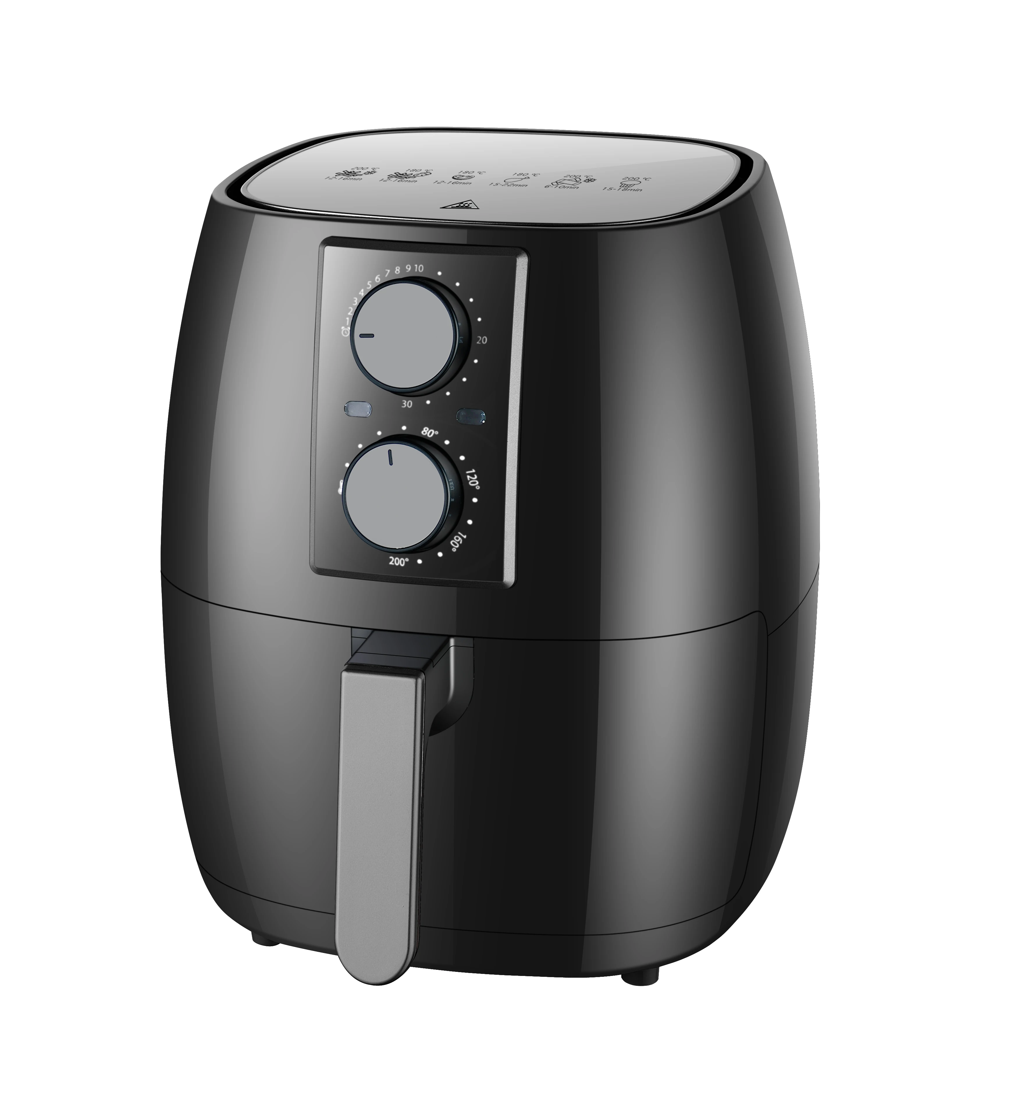 Adjustable Time And Temperature Fry With 98% Less Oil Family Size 4.7-Quart Black Air Fryer
