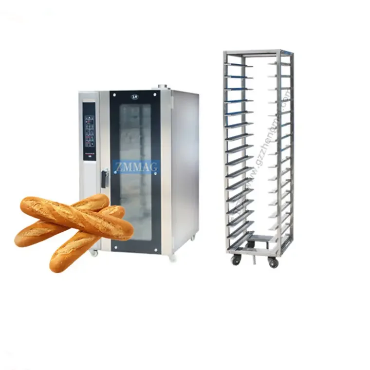 Industrial stainless steel electric baking oven bread bakery equipment 12 Trays Convection Oven with rack trolley