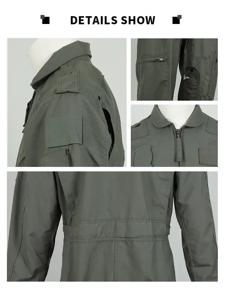 Traje De Vuelo Piloto Sage Green Flight Suit Fighter Pilot Jumpsuit