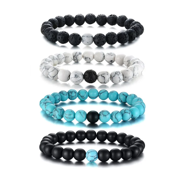 wholesale cheaper small ball bangle bracelet natural lava stone beaded bracelets for men
