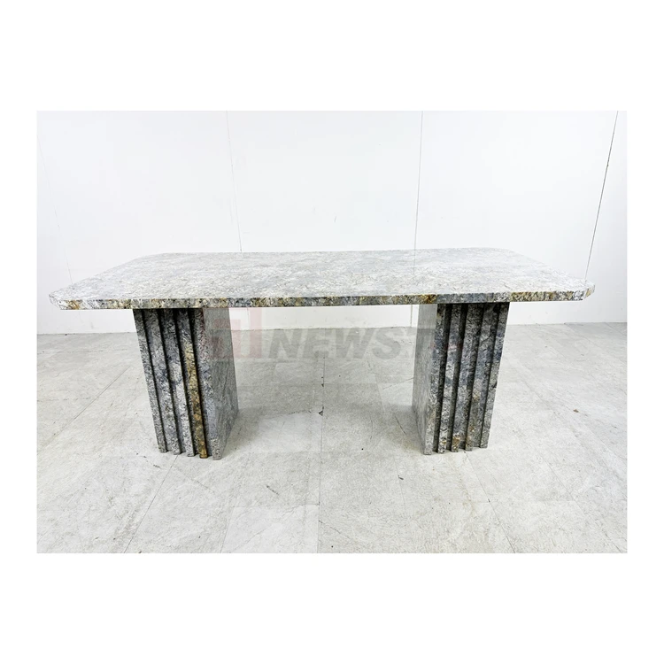 Newstar Natural Stone Luxury Square Coffee Table with Gold and Grey Marble for Home Hoteland Office