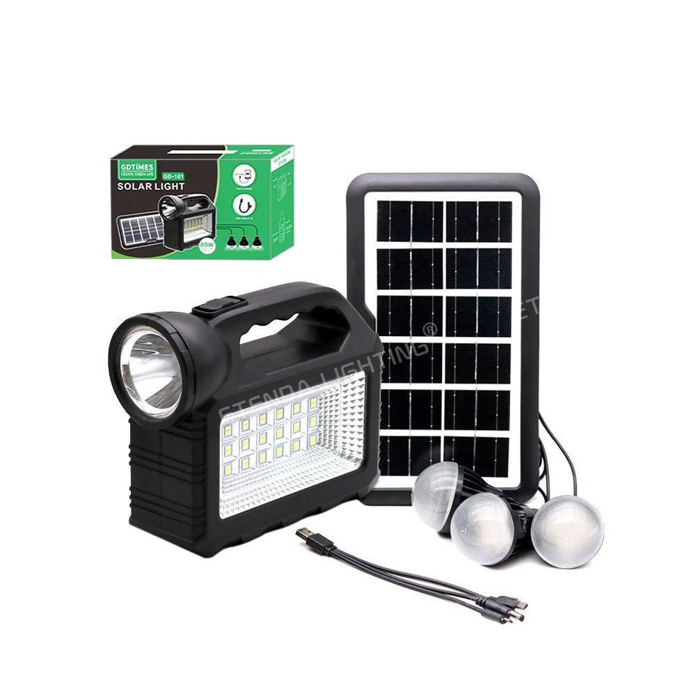 6000MAH Lithium Battery Solar Energy System With Bulbs Home Lighting Phone Charger Power Station With Solar Panel For Outdoor