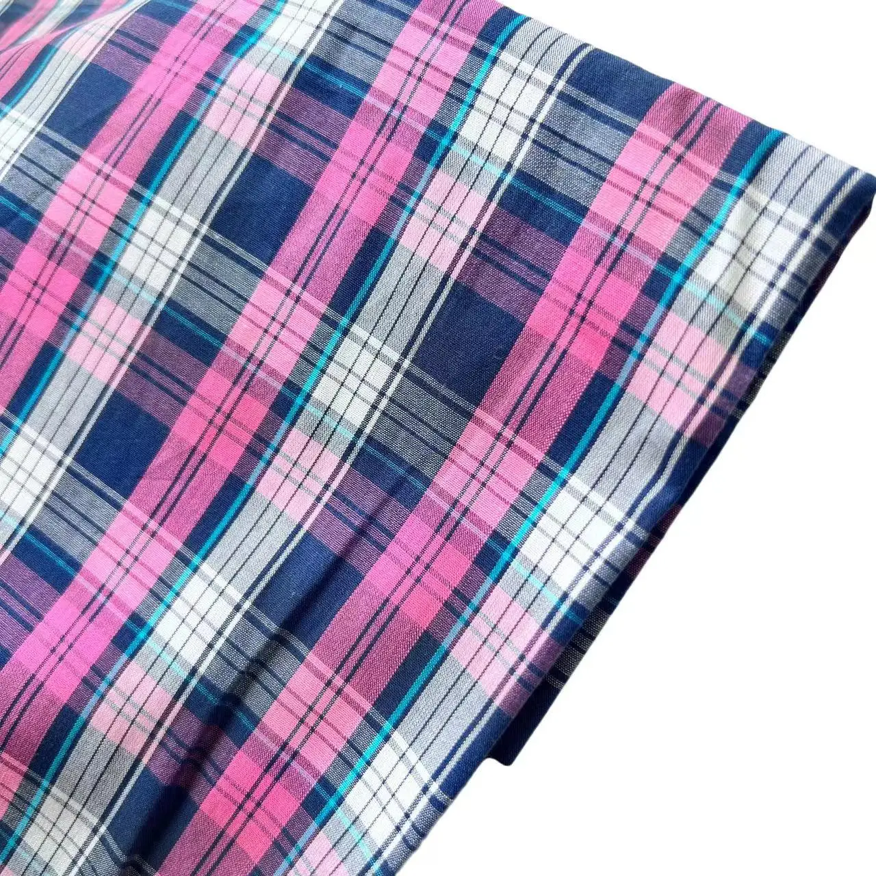 Customized cool feeling stretch cotton nylon elastane plaid for casual shirts