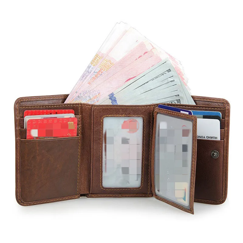 Vintage Men Genuine Leather Wallet Luxury Short Male Purses Money Clip Credit Card Holder Good Quality Man Wallets
