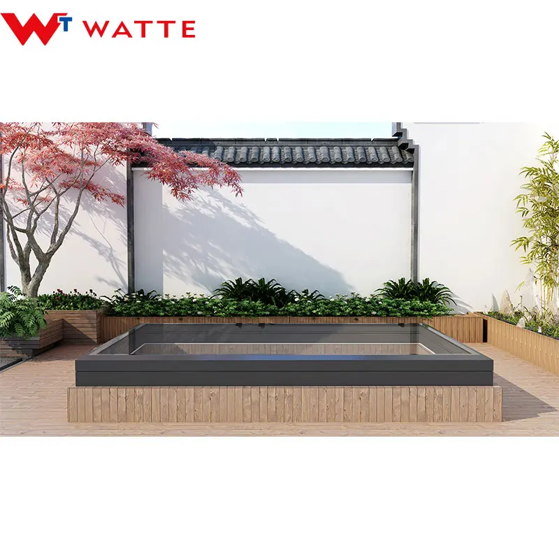 Customized Aluminum Double Insulated Glass Electric Motorized Vertical Rising Gauze Window Skylight For Basement Light Well