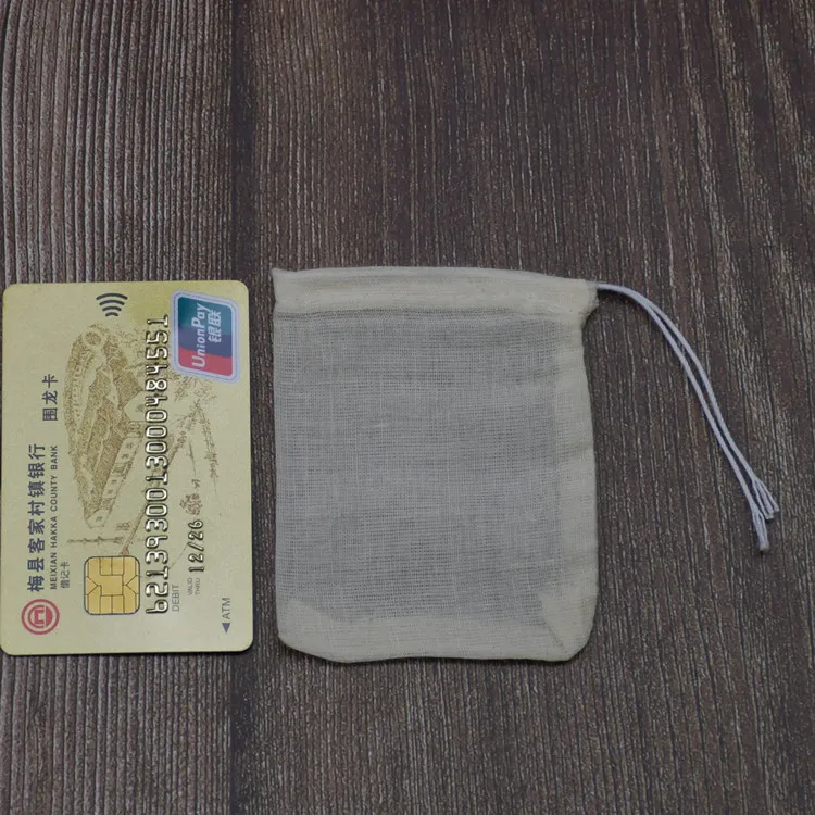 Многоразовые хлопковые сетчатые продуктовые сумки на шнурке, муслиновые сумки на заказ