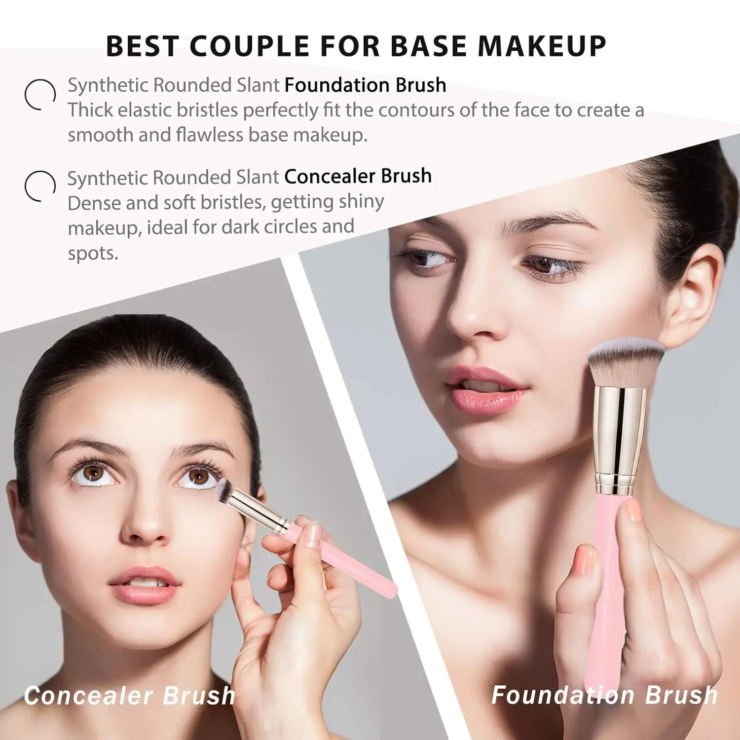 NATURE BROWN Foundation Brush Perfect for Any Look Premium Luxe Hair Contour Brush Perfect for Blending Liquid,Mineral Makeup