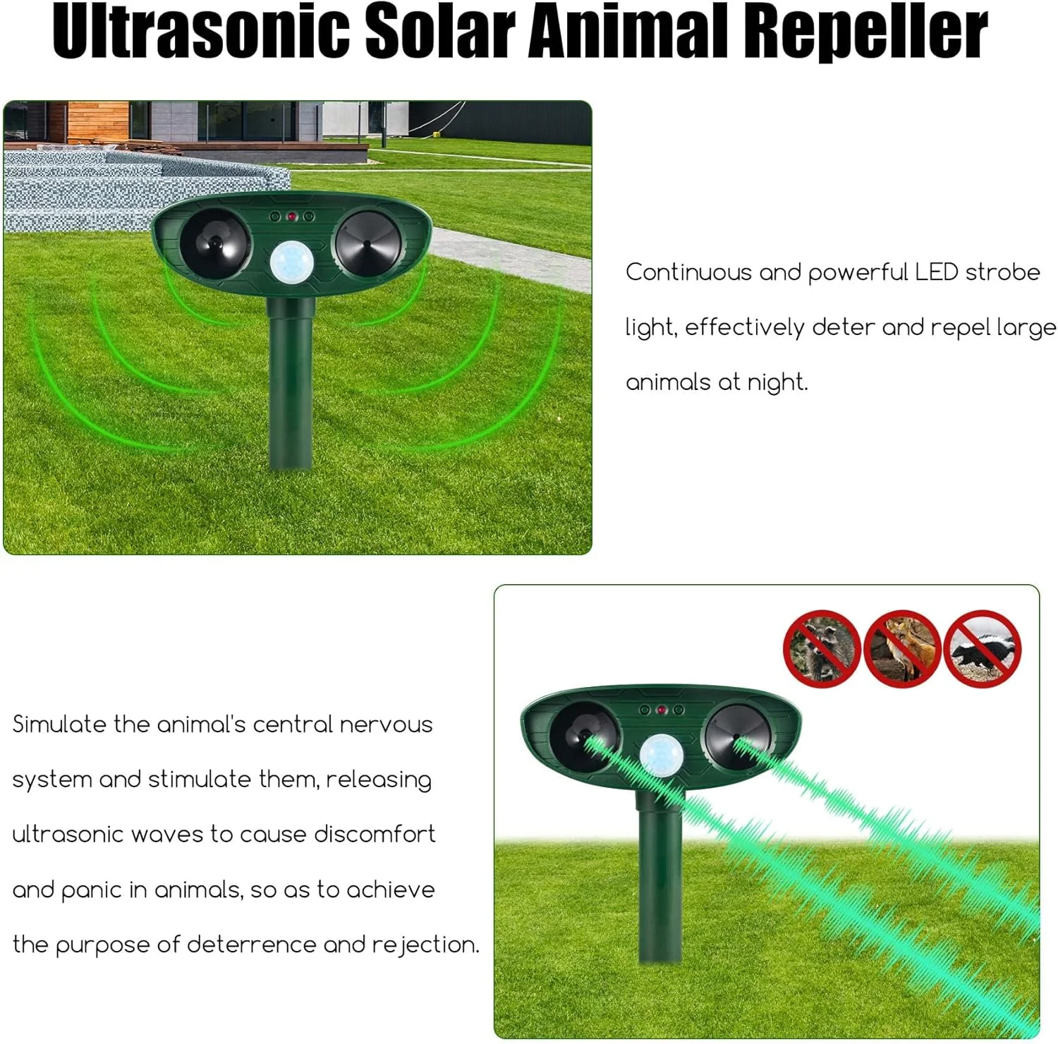 Motion Sensor Animal Deterrent Scare Away Raccoon Squirrel Coyote Skunk Repellent Yard Deer Devices Solar Animal Repeller