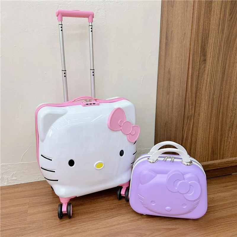 JM Best Sell Cartoon 20inch Kid Luggage Set Travel Rolling Waterproof Hello KT Trolley Large Capacity Kids Suitcases
