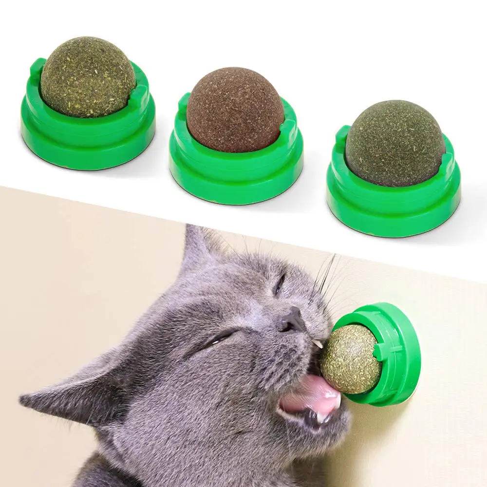 Contain catnip snack lollipop cat toys interactive ball catnip sucker wall ball cat toy with catnip mint