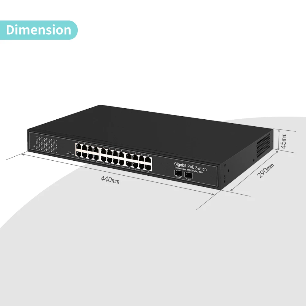 Full Gigabit Web Managed PoE Switch 24 Ports with 2X1G SFP for CCTV