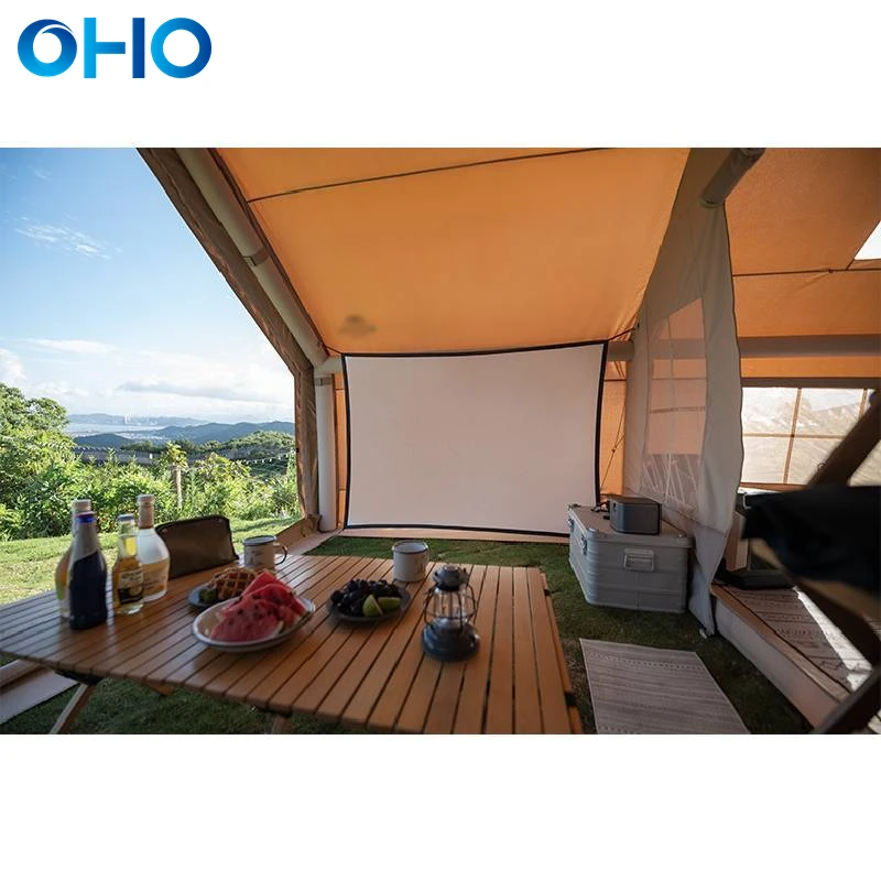 OHO Large Size Inflation Camp House Tent Air Tube Outdoor Waterproof Cotton Oxford Camping Tent for 5 to 10 Person