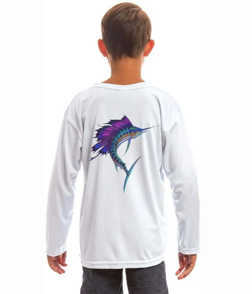 
Kid Customizable Pattern Monochrome UPF 50+ Sun Protection Long-Sleeved Blank Fishing Shirt 