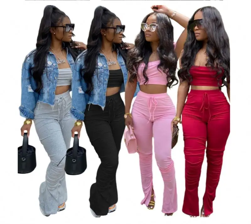 
Женские Тренировочные комплекты 2021 года, комплект из 2 предметов, леггинсы в складку для йоги с спортивным бюстгальтером, костюмы для бега, спортивный костюм, комплект брюк 