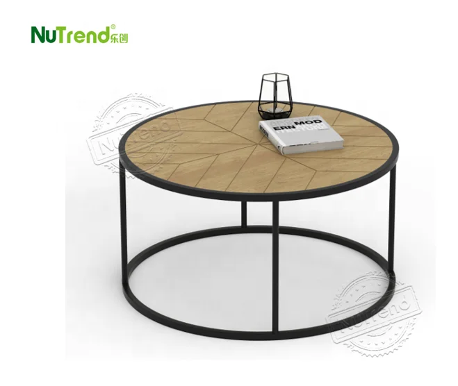 Antique Chevron Pattern Square Top Wood Veneer Metal Nesting Living Room Set of 2 Side Table