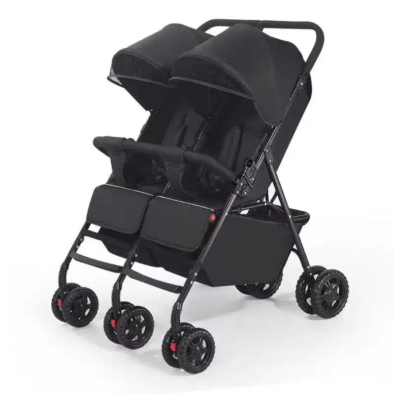 Double Twin Stroller Suitable from Birth, Lightweight, Compact Fold Pushchair side by side twin stroller
