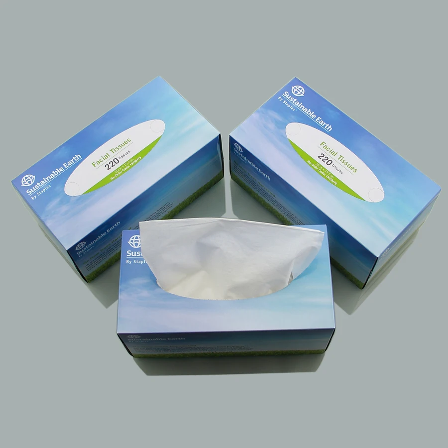 Flat box facial tissue Soft tissue box Bioderadable and Compostable facial tissue