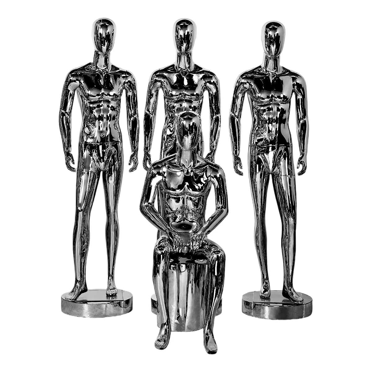 Wholesale Luxury Glossy Chrome Black Boutique Standing Men Luxury Suits Male Mannequin Full Body For Clothing Store