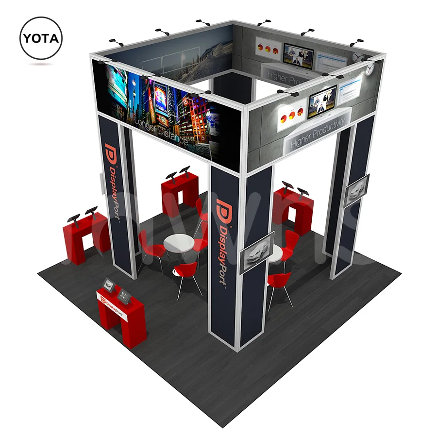 Выставочный стенд с деревянной стойкой на острове, 6 м