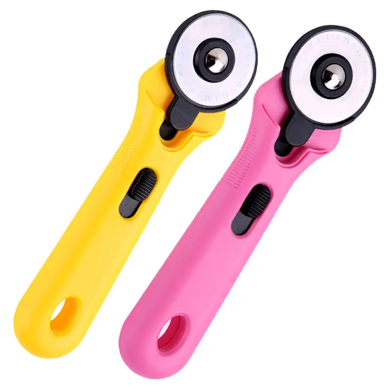 Professional Plastic rotary perforation Quilting  cutter Soft Handle Fabric 45mm leather paper round blade knife