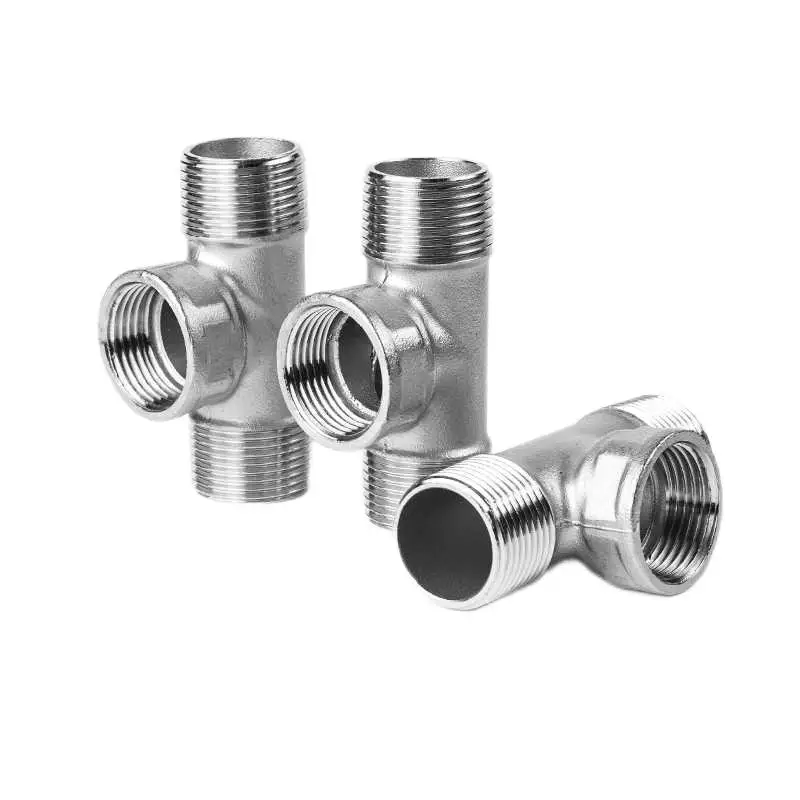 304 stainless steel tee water pipe joint outside and inside wire tee 46 minutes 1 inch direct through thread fittings