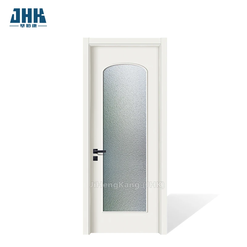 JHK-G02 1 Panel Full View Glass Luxury Color Glass Latest Glass Door Wooden Interior Swing Door for Kitchen Main Door Designs