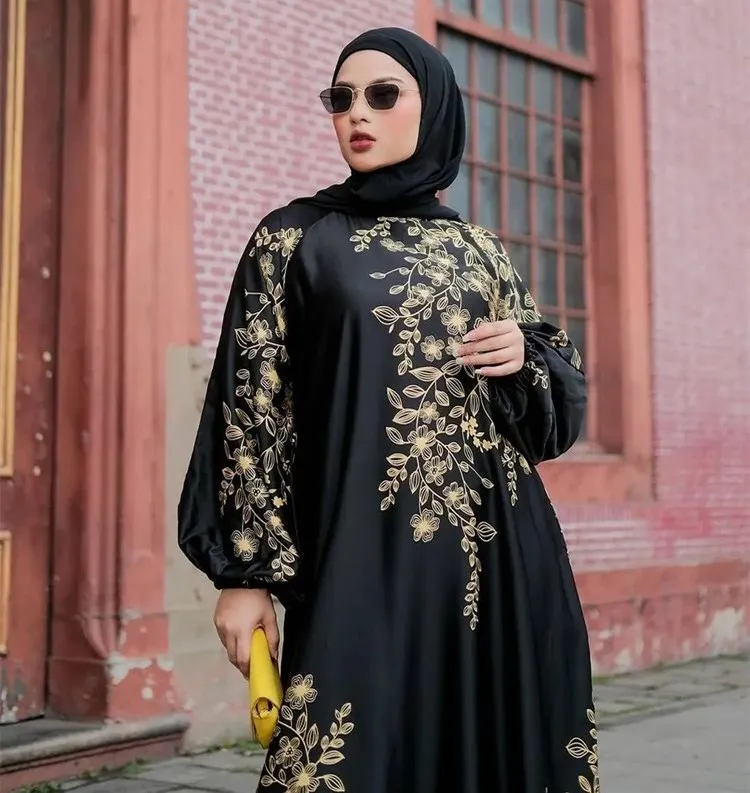 Fashion Wholesale Dubai Tutkish Black Traditional Jibab Arab Silk Muslim Moroccan Kaftan Muslim Abaya