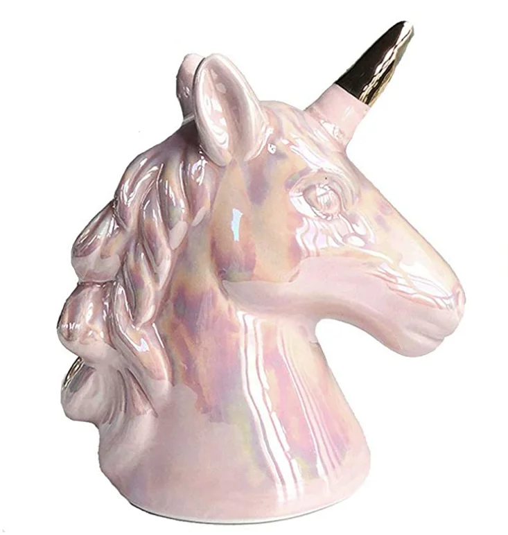 
Ceramic Unicorn Piggy Bank for Adults Men Women Kids Boys Girls White pink 