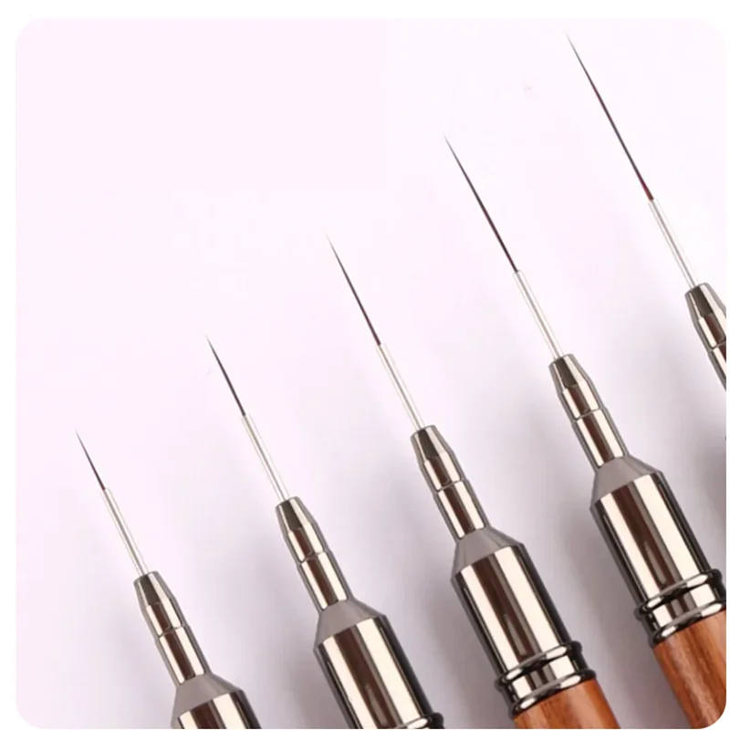 High Quality 5pcs wood handle nail art liner brush set professional nail drawing brush