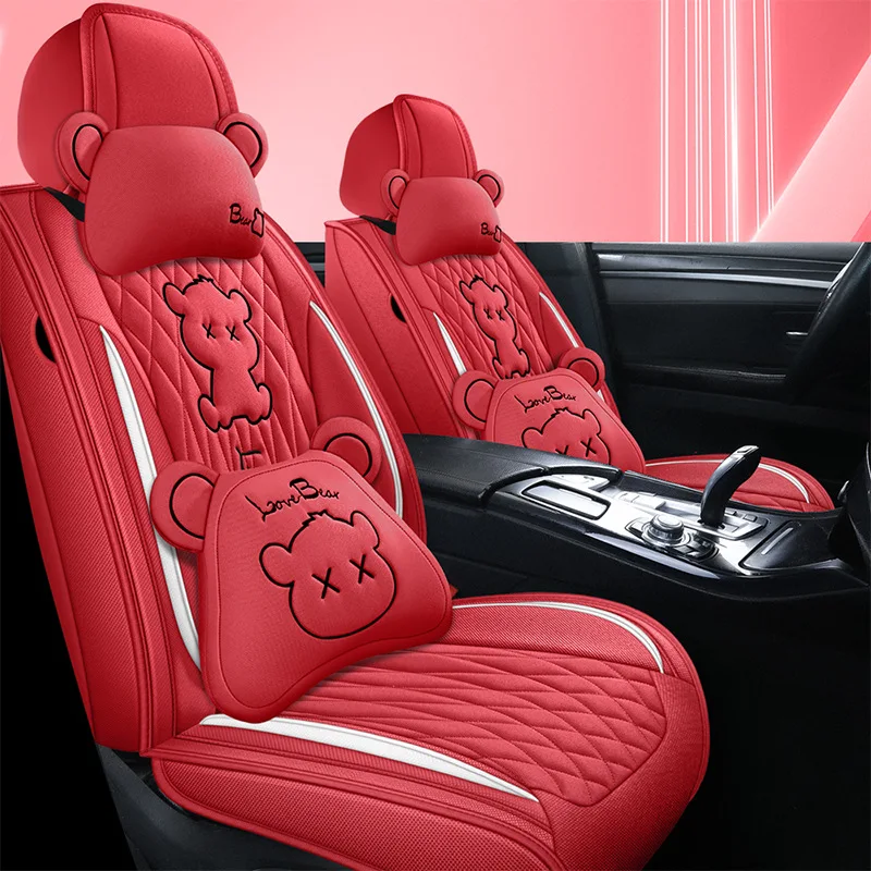Luxury Universal Leather linen Auto Car Seat Cover full Seat Cover Cushion car accessories