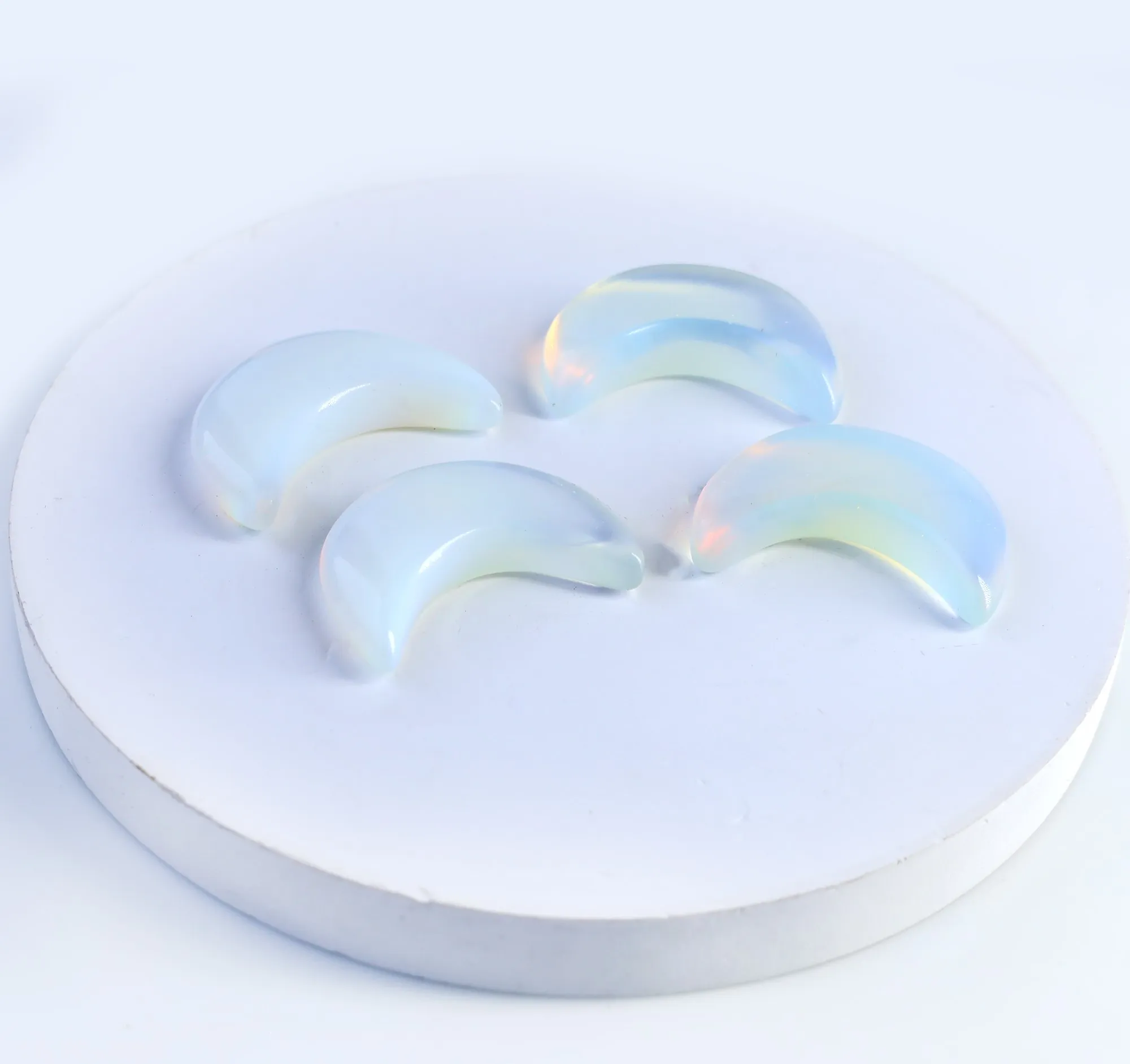 Opalite Gemstone 36x18 MM Home Decoration Handcrafted Highly Polished Crescent Moon Healing Crystal Half Circle Horn Gemstones