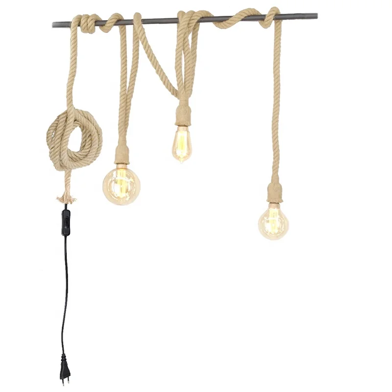 Lights Dining Room Pendant Lights Hemp Rope Nordic Led Linear Chandeliers Pendant Lights Modern For Living Room Bedroom Bar