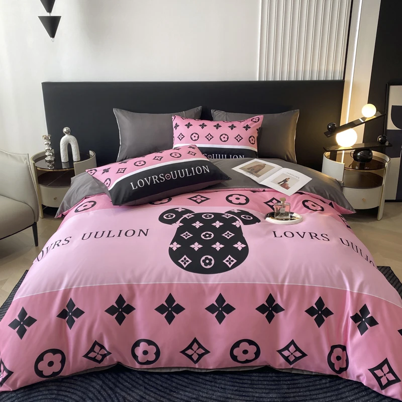 Luxury double sided natural healthy friendly printing dyeing silver cool popular lyocell tencel bedsheet bedding set