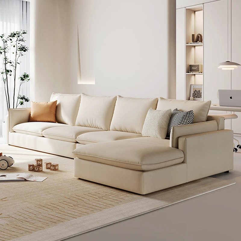 Italian Fabric Sofa Modern Minimalist Sectional Large And Small Apartment Cream Wind Technology White Leather Sofas